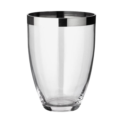 Håndpustet glasvase Charlotte, 24 cm - platinrand