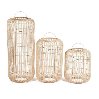 Rattan-Pendelleuchte 50 × 80 cm – zylindrisch, gerippt