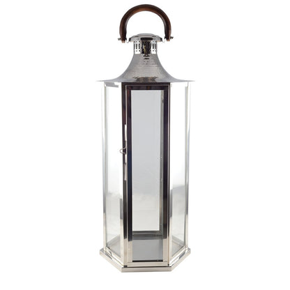 Laterne aus Glas mit Holzgriff 33×28×80 cm