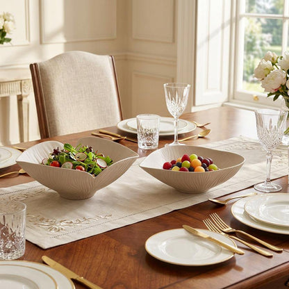 Ceramic serving bowl, beige matte, 38.5cm