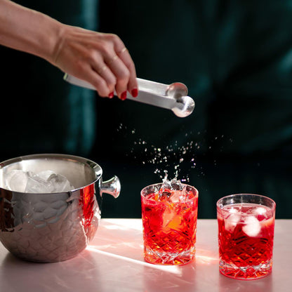 Steel ice bucket Rico, 18 cm – with lid and tongs