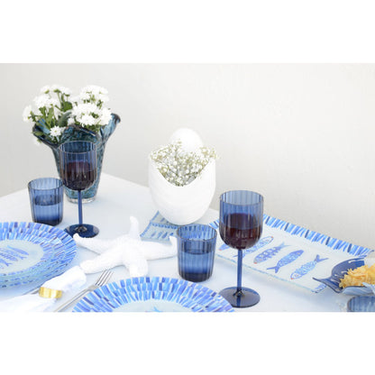 Glasservierplatte, blau – rechteckig, 35 × 25 cm