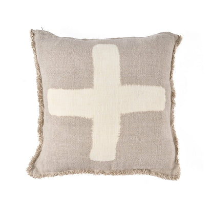 Pudebetræk i hør 50x50 cm – naturhvid med krydsdetalje