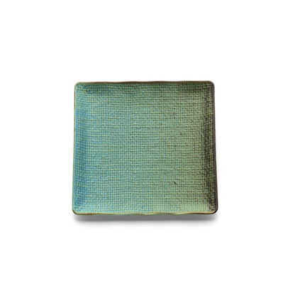 Ceramic square dinner plate, 20 cm - lagoon