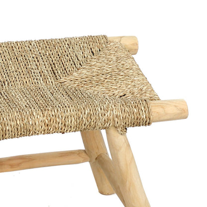Skammel i søgræs og træ, 60 cm - håndlavet