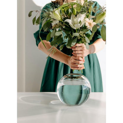 Hand-blown crystal vase Mirinde, 20 cm - platinum rim