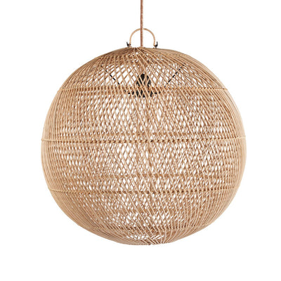 Handgewebter Rattan-Kugelpendelschirm 50 cm – natur, mittel