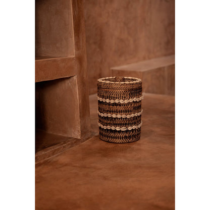 Shell storage bin, rattan - natural brown, handwoven