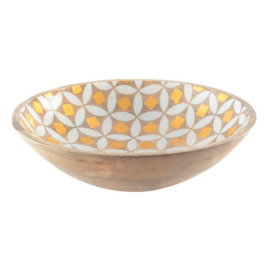 Wooden decorative bowl 30cm - gold trim