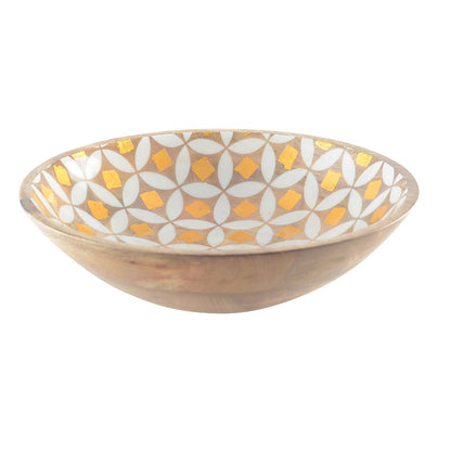 Wooden decorative bowl 30cm - gold trim