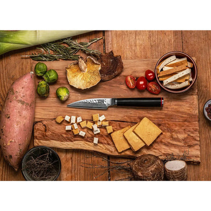 Damascus paring knife 90 mm – Pakka wood handle