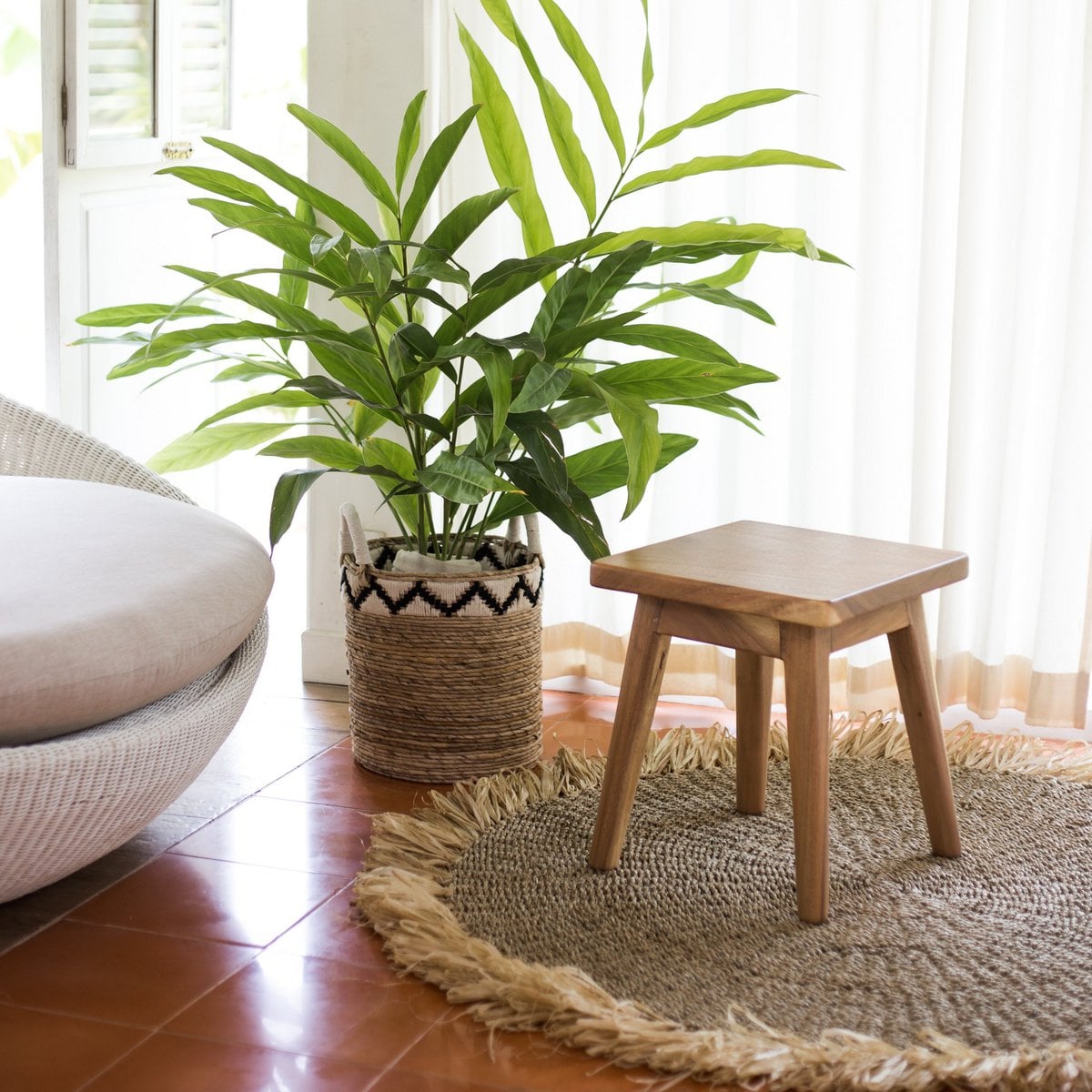 Jute & cotton basket DALU M – ø35 × 40 cm