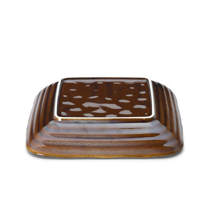 Keramisk firkantet tallerken 21 × 21 cm – Smoked Horizon, brun-grå