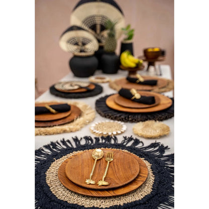 Teak round plate, 30 cm - natural grain