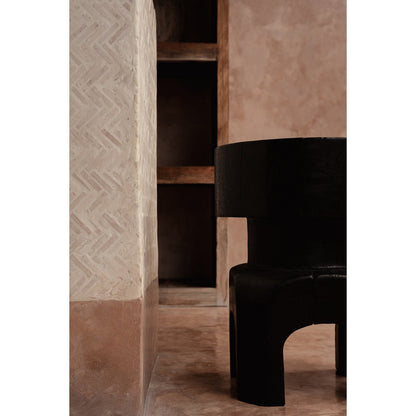 Black wood stool, 40 cm - carved form