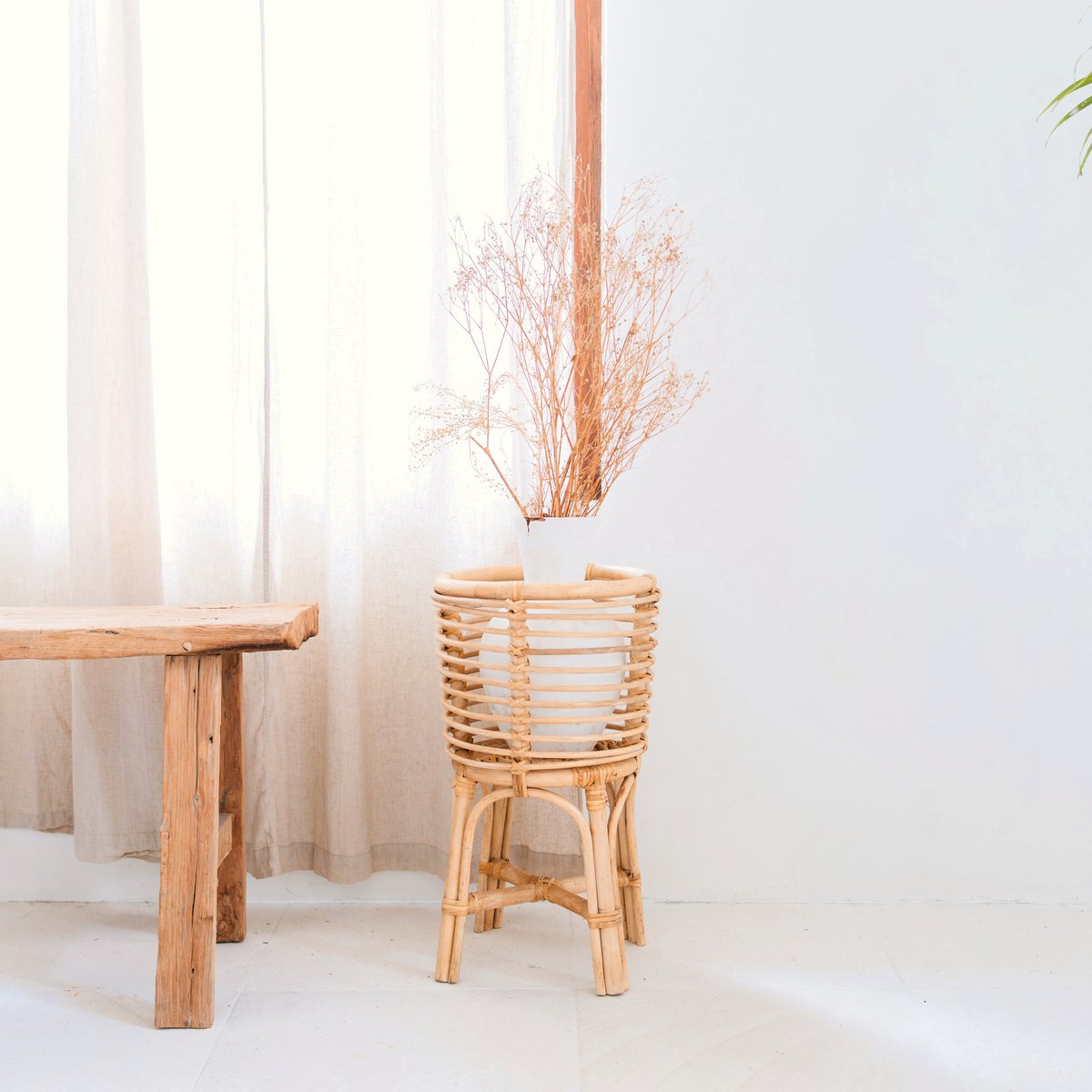 Pflanzenständer Rattan AKARA – 28 cm Durchmesser, 50 cm hoch