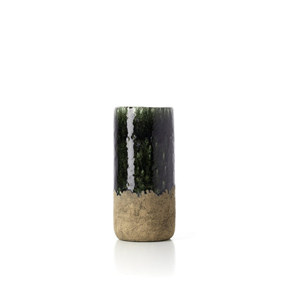 Cylindervase i stentøj, betongrøn - M