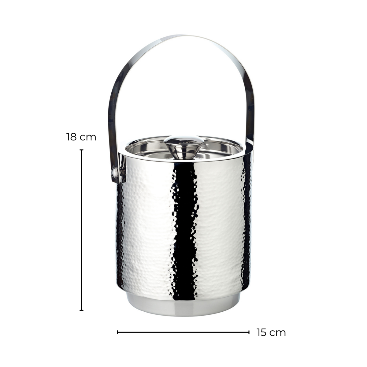 Stainless-steel ice bucket Seattle with lid, sieve & tongs – H 16 cm
