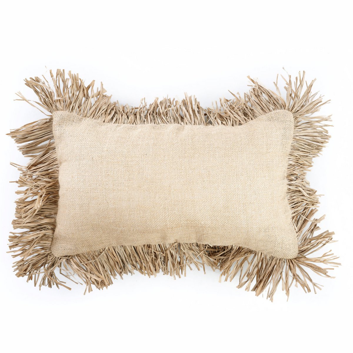 Kissenbezug aus Baumwolle mit Jute und Raffia – 30x50cm