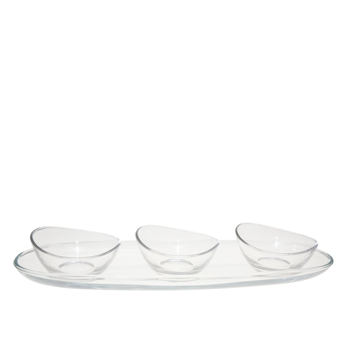 Glass aperitif set, 3 cups on plateau, 41 cm - Italian