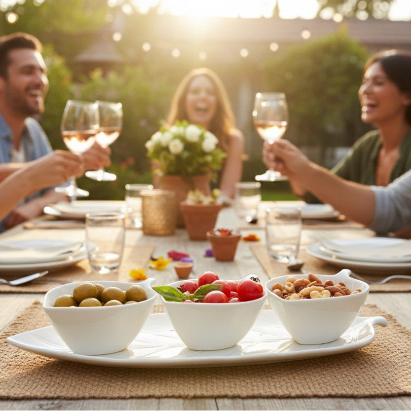 Hvide keramiske aperitifkopper 14×10,5 cm – bladformet sæt med 3