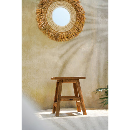 Reclaimed teak stool, four-leg - 39×30cm L