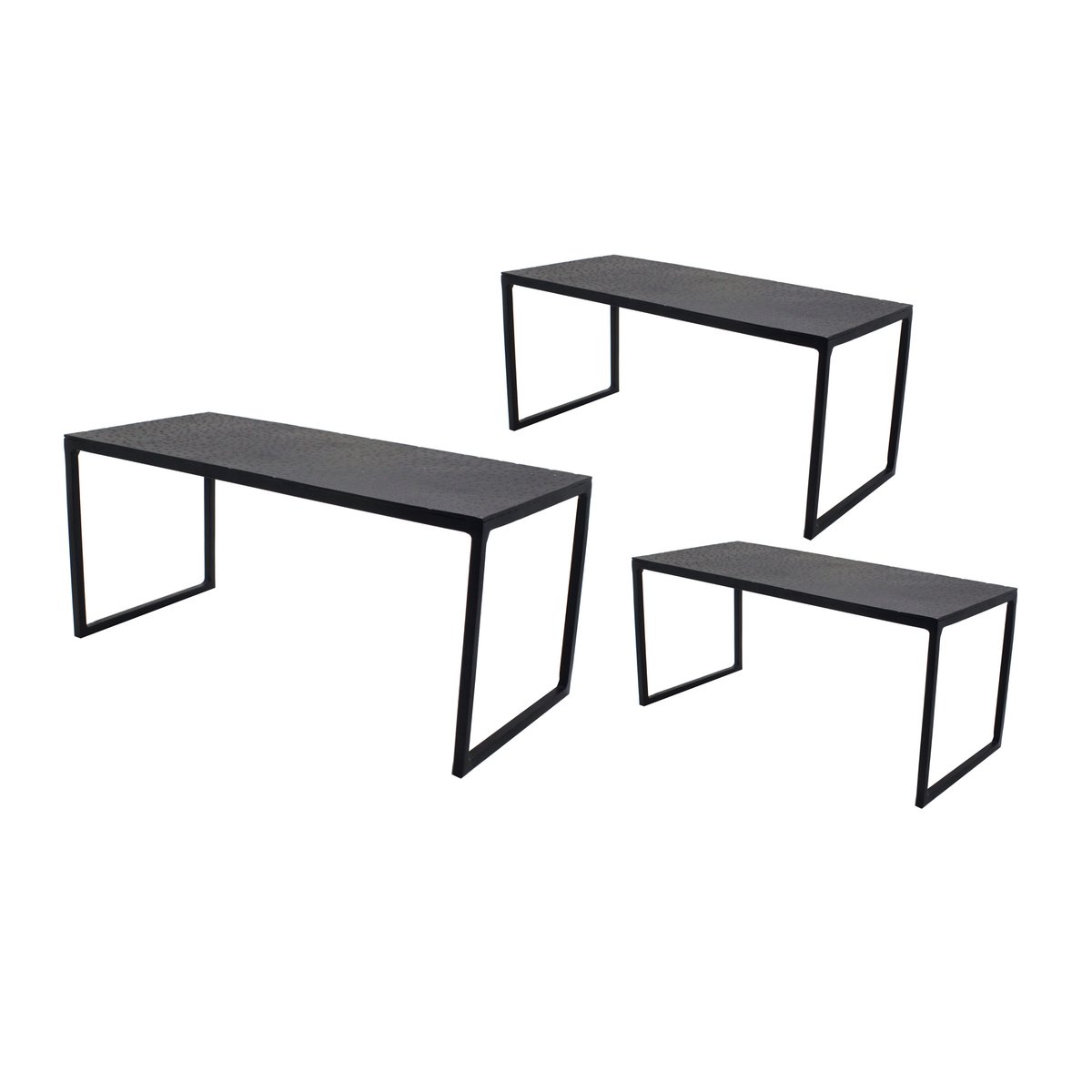 Schwarzes Metall-Buffet-Ständer-Set, 3-teilig – rechteckig