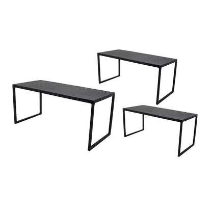 Schwarzes Metall-Buffet-Ständer-Set, 3-teilig – rechteckig