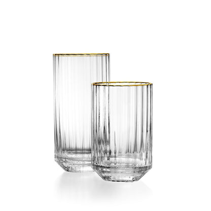 Genbrugsglas uden fod - Guld kant - 10,8 cm