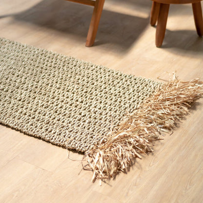 Seagrass & raffia rug 120×60 cm – striped, handwoven in Indonesia