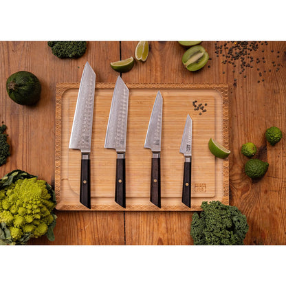 Bunka Damastmesser-Set, 4-teilig - AUS-10 Karbonstahl