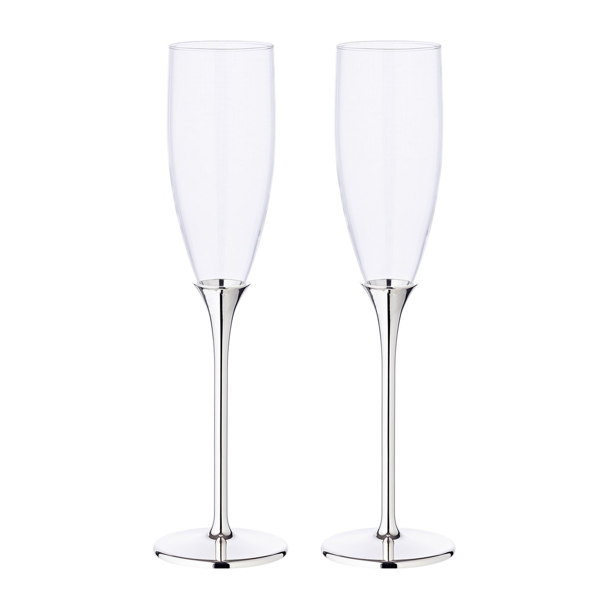 Zink Sektflötengläser 2er Set, 27 cm - versilbert