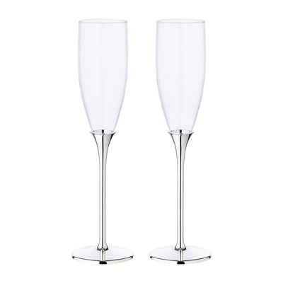 Zink champagneglas sæt med 2, 27 cm - forsølvet
