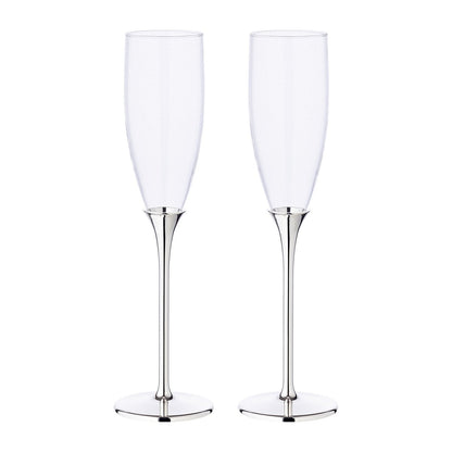 Zink Sektflötengläser 2er Set, 27 cm - versilbert