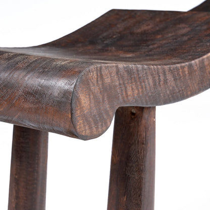 Mango wood bench, dark walnut, 155 cm - wave seat