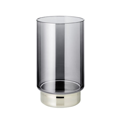 Hand-blown dark glass lantern Isla, 21cm - platinum edge