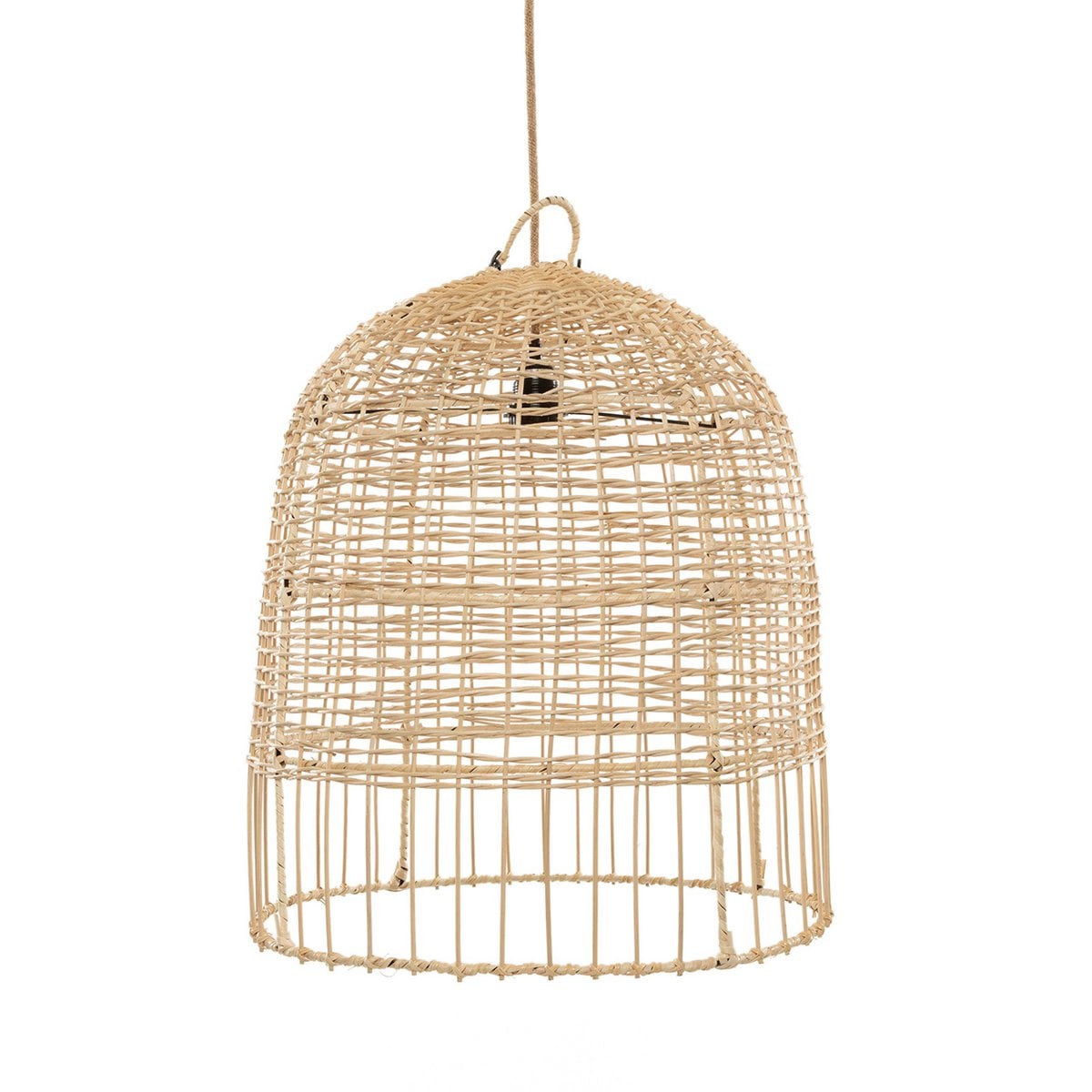 Rattan pendelskærm 50 cm - natur, håndvævet, kun skærm