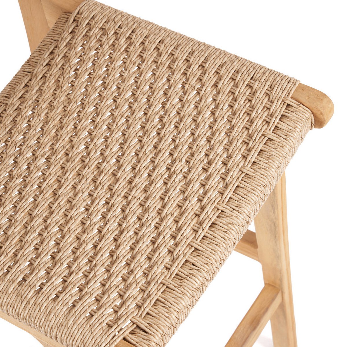 Meno barstol i teak med fletsæde - Beige