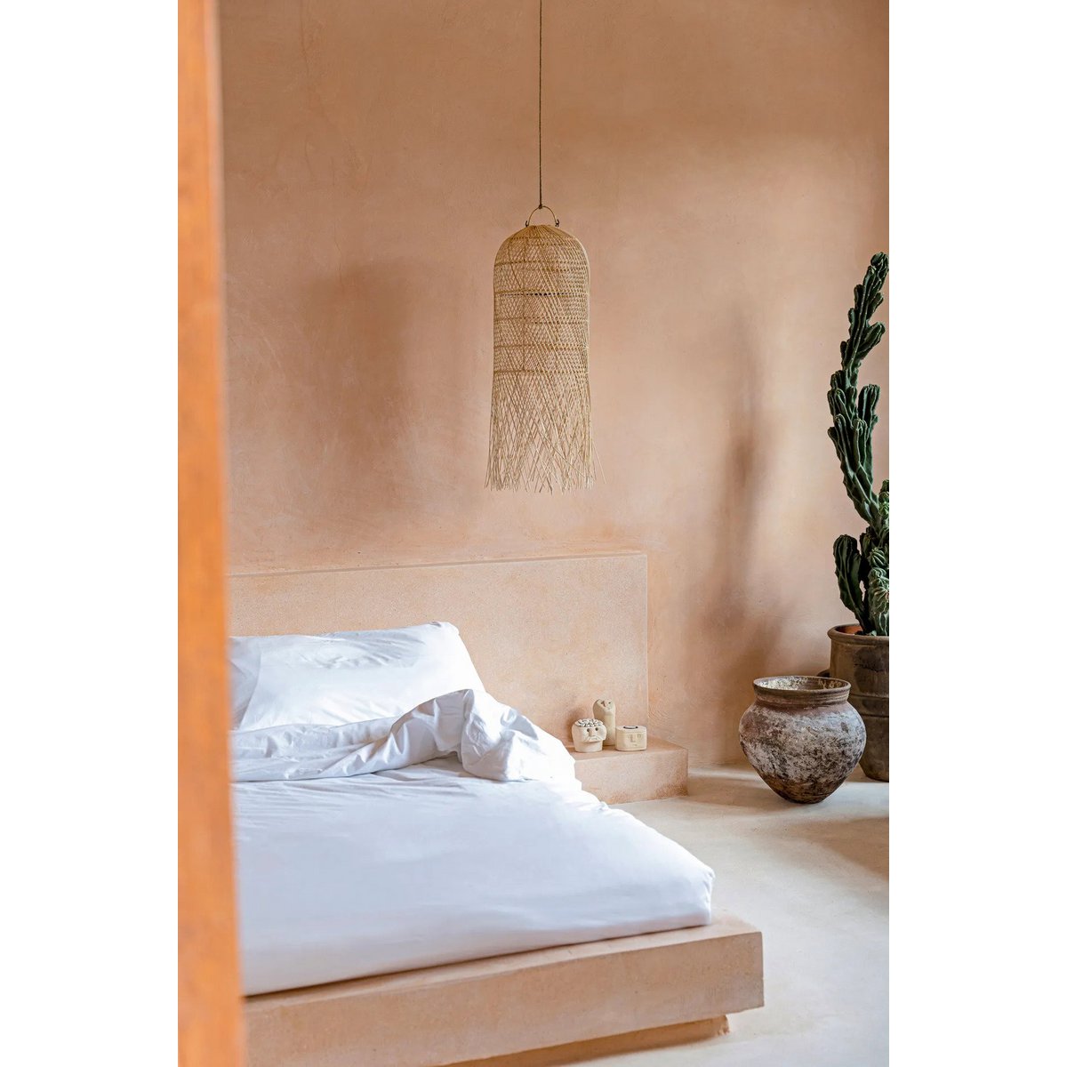 Rattan-Pendelleuchte 30×80 cm – Naturbeige