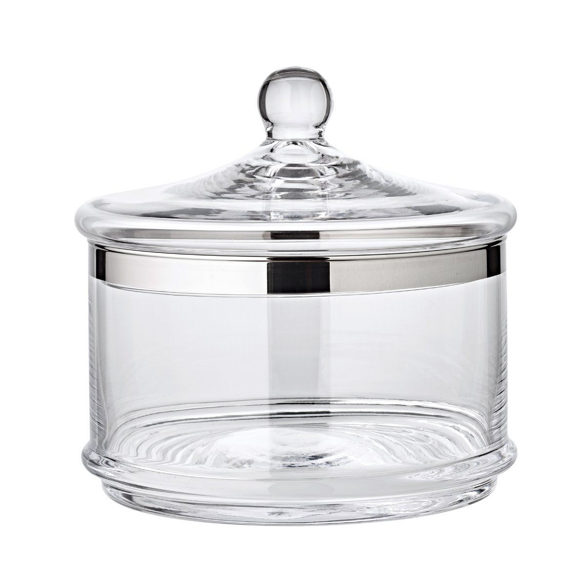 Hand-blown crystal glass jar with lid, H 40 cm – platinum rim