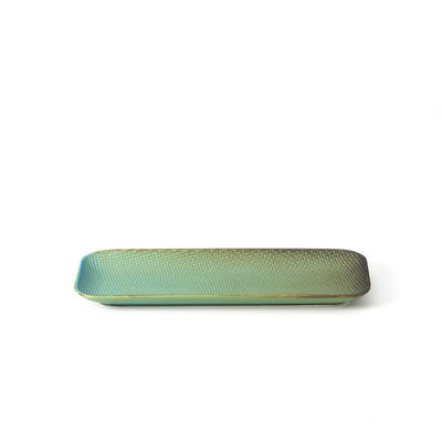 Keramisk rektangulær fad, 36 cm - lagune