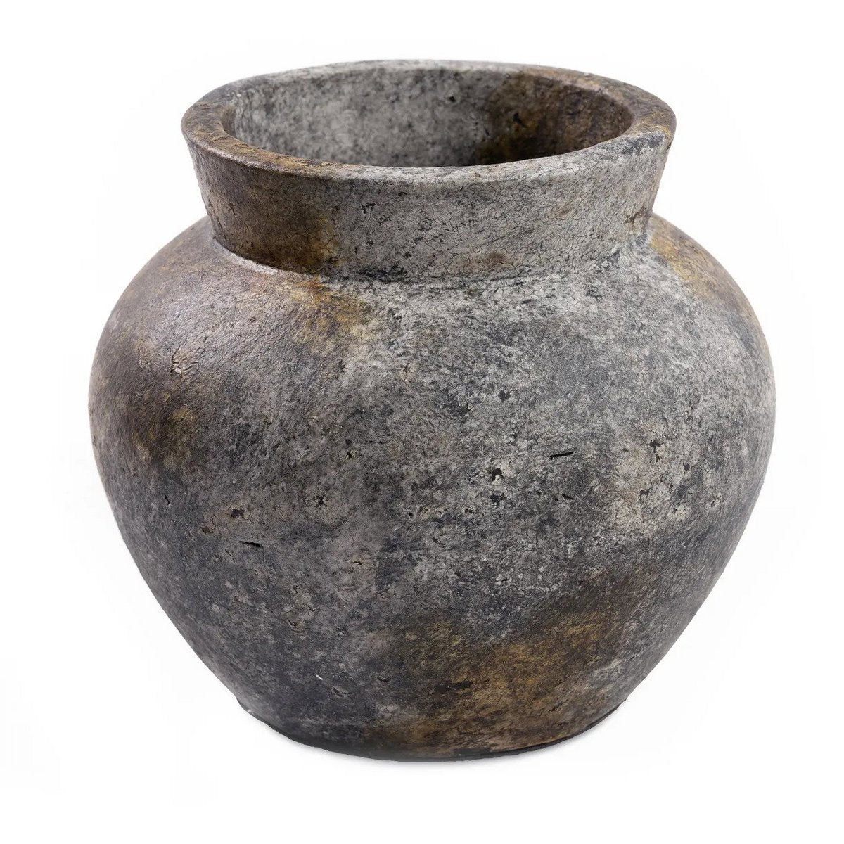 Terrakotta-Vase, rund – antikes Grau groß