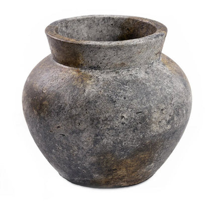 Terrakotta-Vase, rund – antikes Grau groß