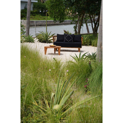 Teaktræs to-personers sofa, beige og sort - 140 cm