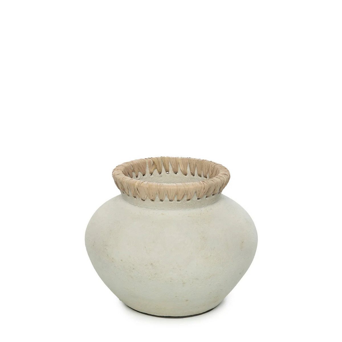 Terracottavase med raffia, natur, lille - struktureret