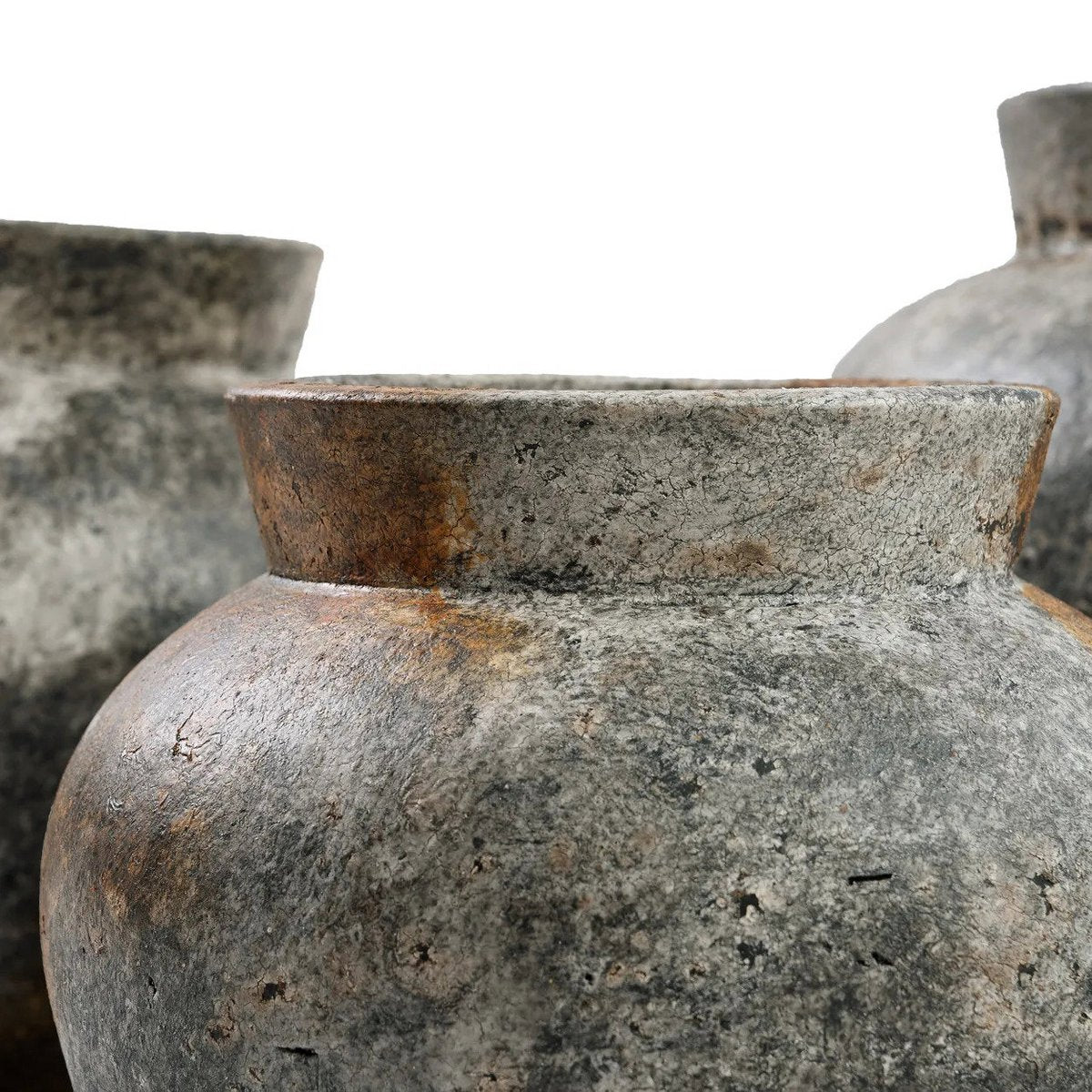 Terrakotta-Vase, rund – antikes Grau groß