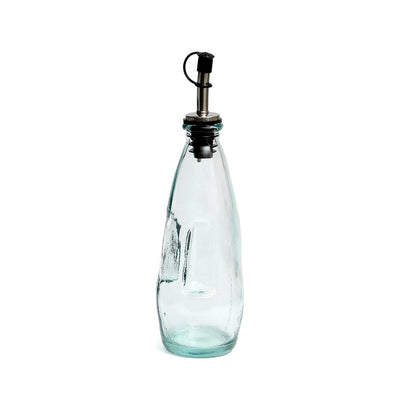 Recycled glass olive oil bottle - Blue - 23 cm