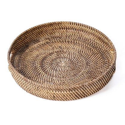 Serveringsbakke i rattan, 41 cm – håndvævet, naturlig