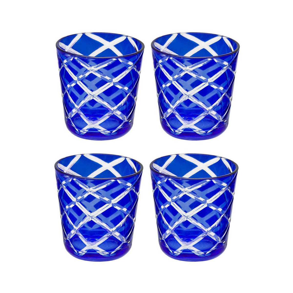 Glastassen Dio, blau & rot, 4er-Set – H 8 cm