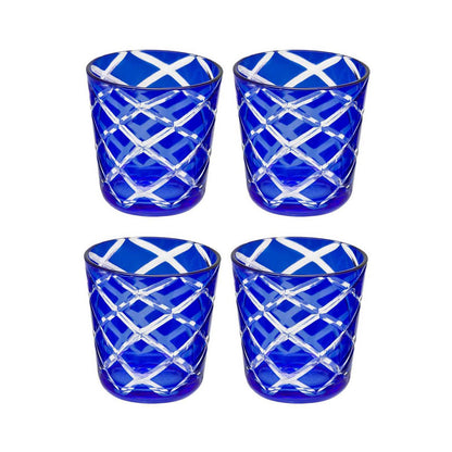 Glastassen Dio, blau & rot, 4er-Set – H 8 cm